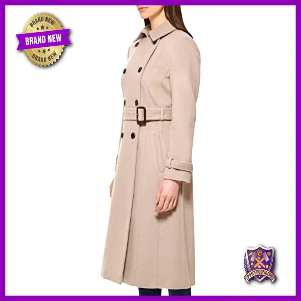 Wool Flared Trench Coat Classic Chic Elegant Winter Outerwear Tailored Fit